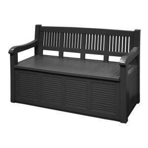 Banco de jardim salzburg cinza escuro com gaveta de armazenamento de 280 l, 130 x 60 x 85 cm