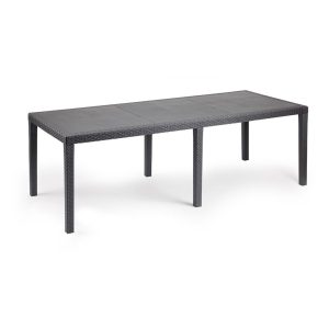 Mesa extensível queen, cor antracite, para uso externo, 90 x 150 - 220 x 72 cm