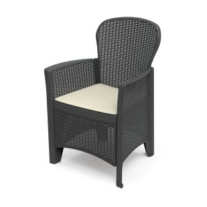 Poltrona em imitação de rattan, cor antracite, 60 x 58 x 89 cm