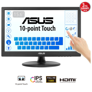 ASUS Touch VT169HE Ecrã para PC 39,6 cm (15.6") 1920 x 1080 Pixeles Full HD LED Ecrã táctil Mesa preto