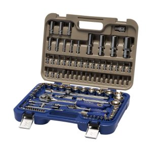 Roquete ½ e ¼ pol, chaves de caixa hexagonais ½ pol 8 - 32 mm e ¼ pol 4 - 13 mm, jogo 101 peças
