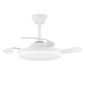 Ventilador teto, led 3cct, pás retrácteis, milky s eco, 39 w, 3822 lm, branco, ø92 cm, plafon ø39 cm, altura 32 - 42 cm
