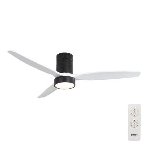 Ventoinha de teto modelo kara com 3 pás cor de madeira ø132 cm luz led 3000/4000/6000k, 3 cct, 30 w, preto