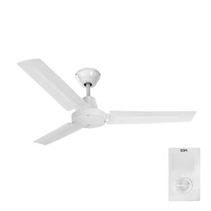 Ventoinha de teto modelo industrial. cor branco. potência: 60w pás: ø140cm com controlador de parede edm
