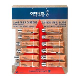 Expositor de facas em aço carbono opinel, 12 unidades (nº6, nº7, nº8 4 unidades de cada número)