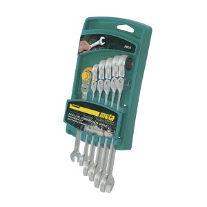 Chave combinada articulada com roquete 8,10,11,13,14,17 mm, jogo 6 peças