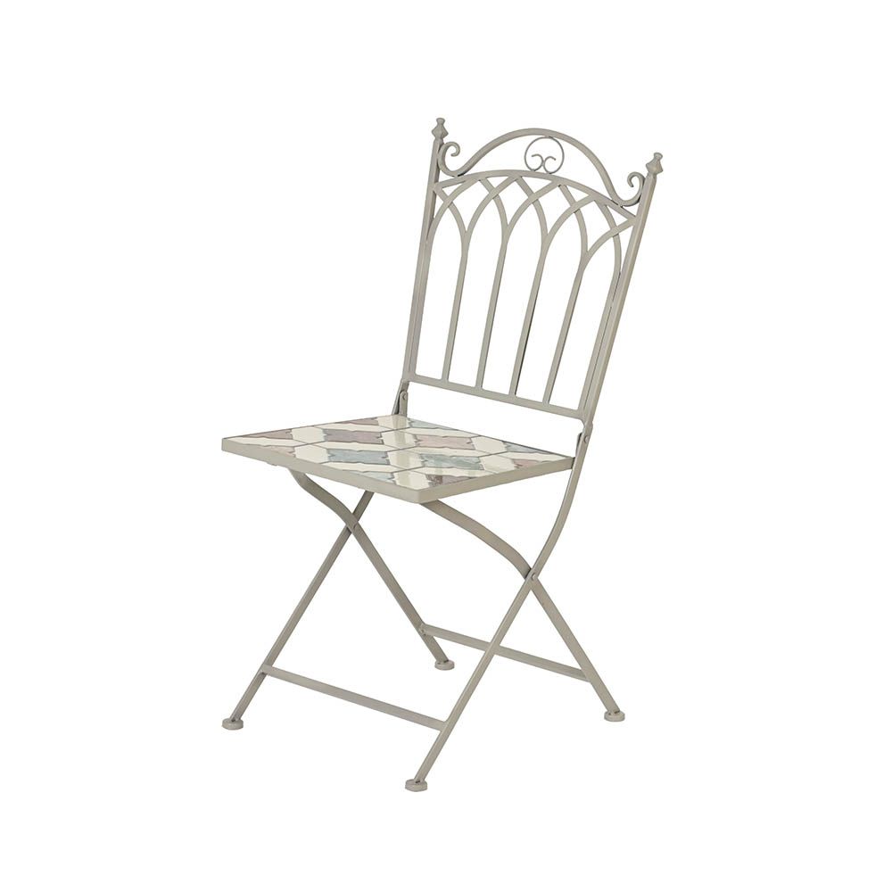 Cadeira dobrável de bistrô marrakech em metal/mosaico para uso externo, 38 x 50 x 89 cm