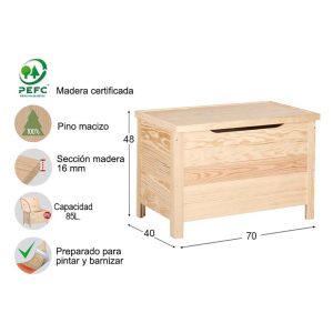 Baú de pinho 70x48x40cm astigarraga