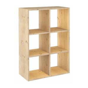 Estante modular 6 cubos dinamic pinho maciço 70,8x33x105,4cm astigarraga