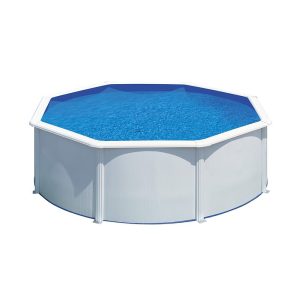 Piscina de parede de aço redonda com chapa branca 350 x 120 cm