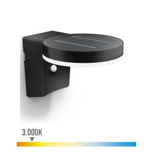 Aplique solar mural redondo ultraeficiente,ip44 1,3w, 250im 3000k, luz quente. philips