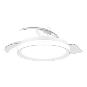 Ventilador de teto com pás retráteis, led 3 cct, dc 28 w + 35 w, modelo bliss, branco, ø106 cm