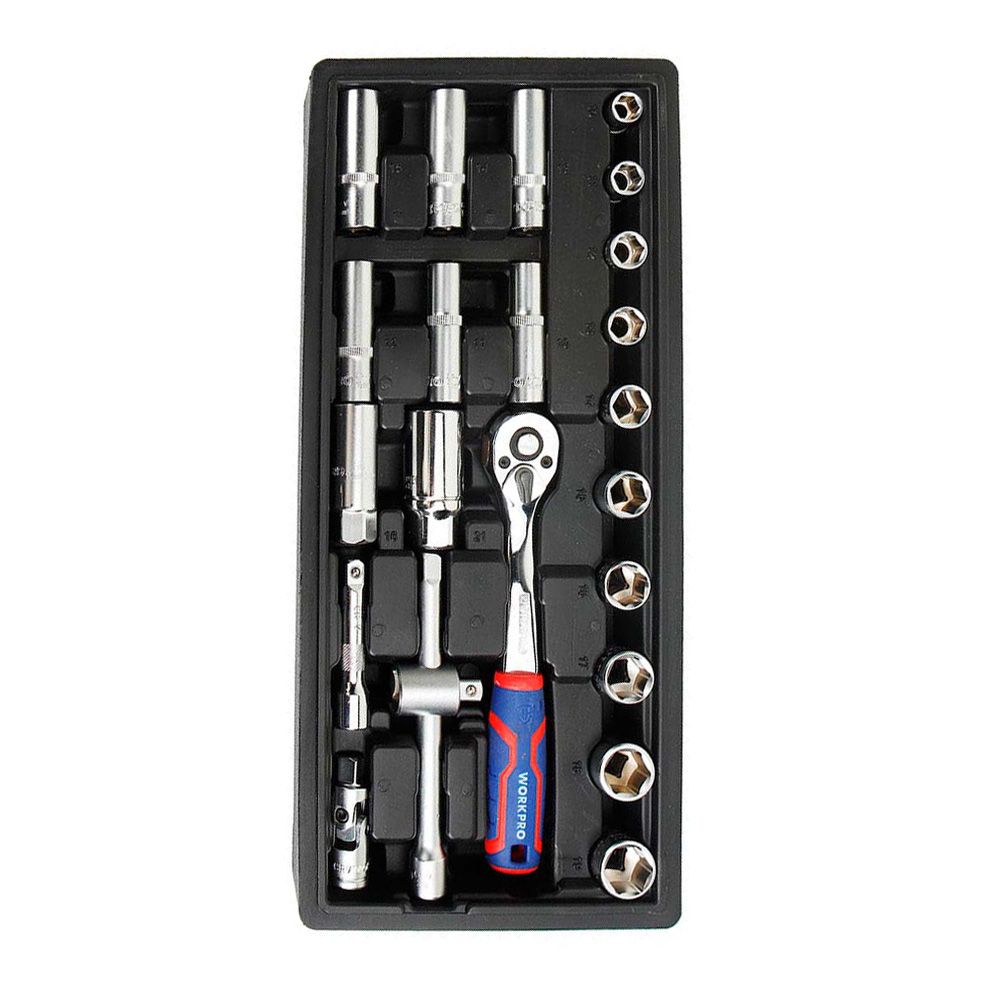 Roquete e chaves de caixa de 3/8 pol, jogo 23 peças, métrico