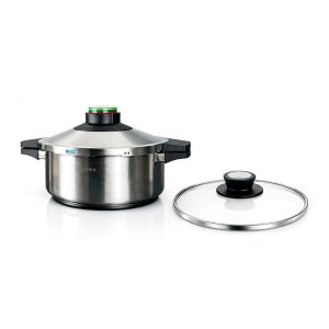 Panela de pressão prêst 4 l, aço inoxidável 18/10, inclui tampa de vidro, ø24 cm
